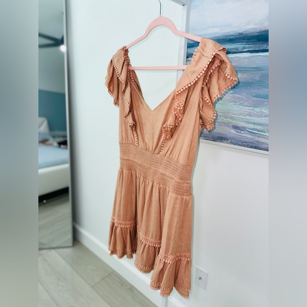 Express Open Back Peach Matte Color Short Dress 👗